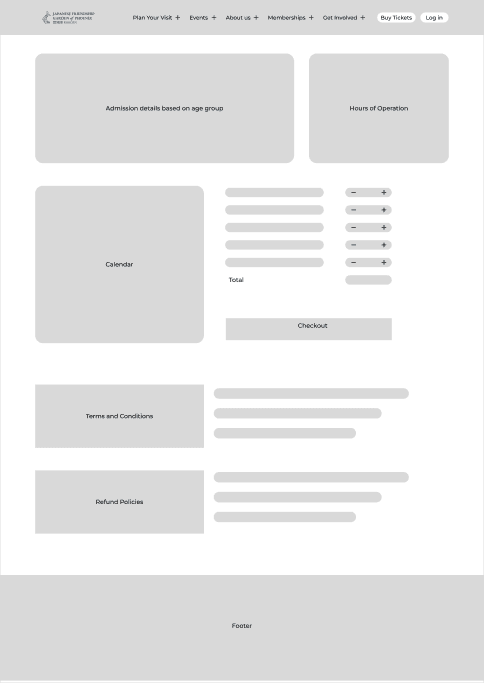 Booking Page wireframe