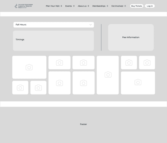Hours & Admission Page wireframe