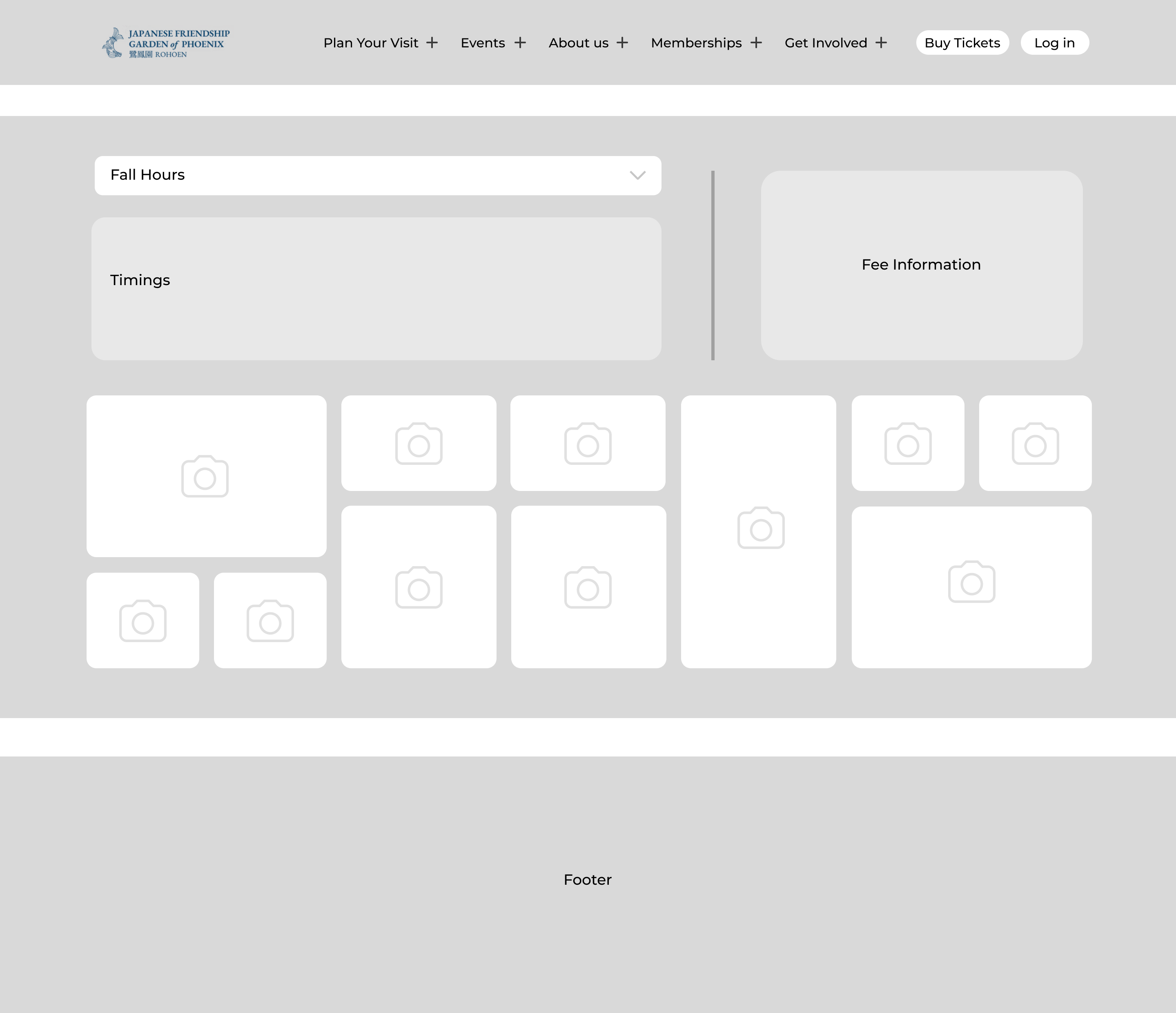 Wireframe – Hours & Admission Page